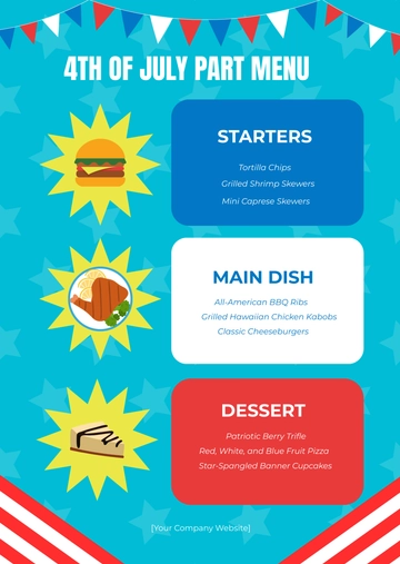 Free 4th of July Party Menu Template to Edit Online