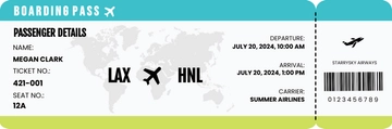 Free Summer Airline Ticket Template to Edit Online