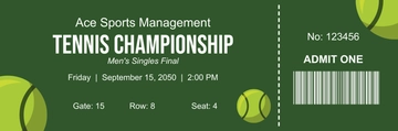 Free Tennis Match Ticket Template to Edit Online