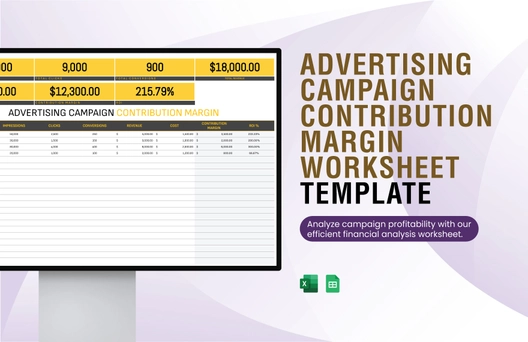 Advertising Campaign Contribution Margin Worksheet Template