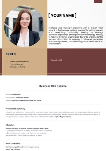 Free Business CEO Resume to Edit Online