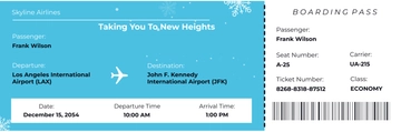 Free Winter Airline Ticket Template to Edit Online
