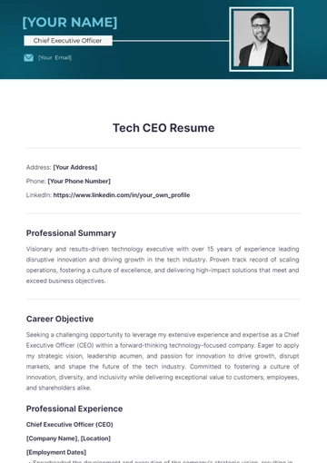 Free Tech CEO resume to Edit Online