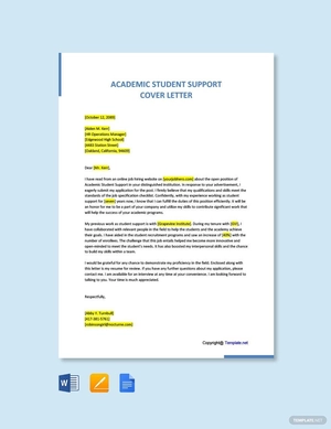 Academic Student Support Cover Letter