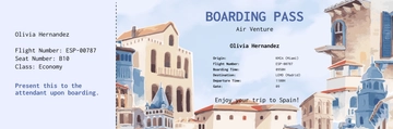 Free Spain Boarding Pass Airline Ticket to Edit Online