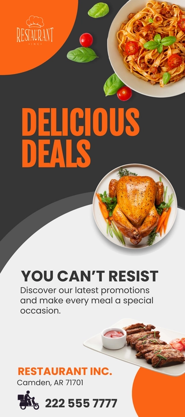 Free Restaurant Promotion Rack Card Template to Edit Online