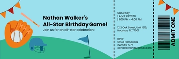 Free Baseball Birthday Ticket to Edit Online