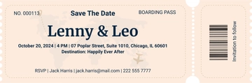 Free Save The Date Boarding Pass Ticket to Edit Online
