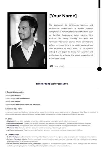 Free Background Actor Resume to Edit Online