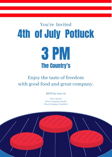 Free 4th of July Potluck Invitation Template to Edit Online