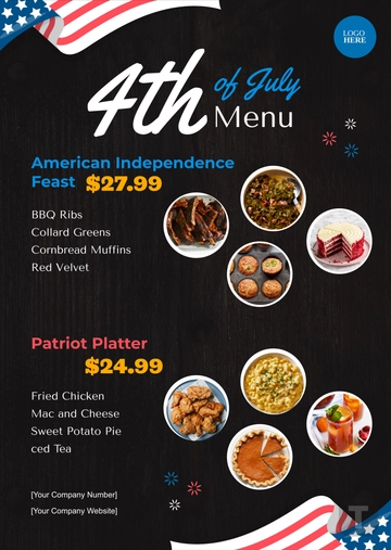 Free 4th of July Menu Template to Edit Online