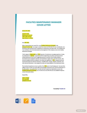 Facilities Maintenance Manager Cover Letter