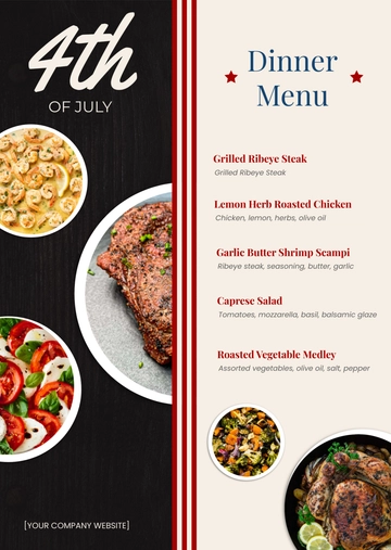 Free 4th of July Dinner Menu Template to Edit Online