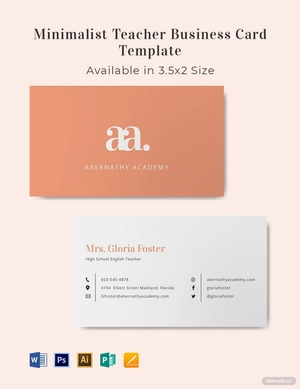 Minimal Teacher Business Card Template