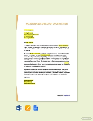 Maintenance Director Cover Letter