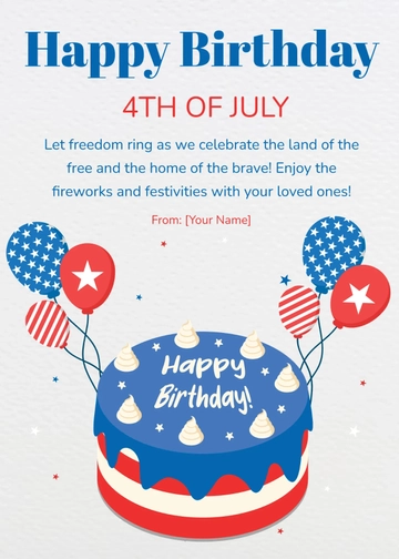 Free 4th of July Birthday Card Template to Edit Online