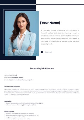 Free Accounting MBA Resume to Edit Online