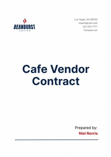 Free Cafe Vendor Contract Template to Edit Online