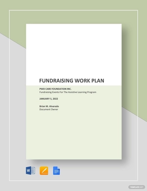 Fundraising Work Plan Template Fundraising Work Plan Template