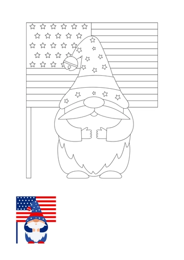 Free 4Th Of July Gnome Coloring Page Template to Edit Online