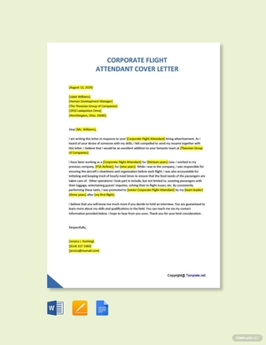 Corporate Flight Attendant Cover Letter