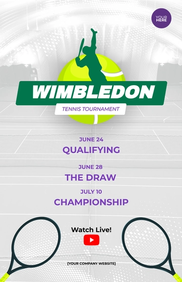 Free Wimbledon Tennis Poster Template to Edit Online
