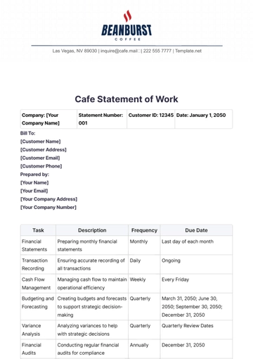 Free Cafe Statement of Work Template to Edit Online