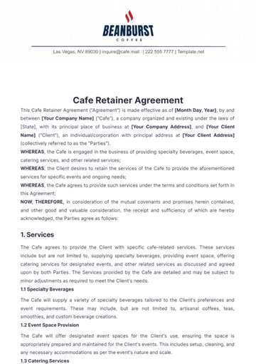 Free Cafe Retainer Agreement Template to Edit Online Free Cafe Retainer Agreement Template to Edit Online