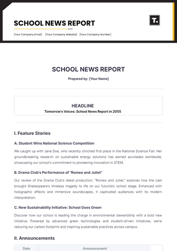 Free School News Report Template to Edit Online