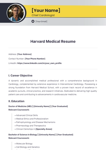 Free Harvard Medical Resume to Edit Online