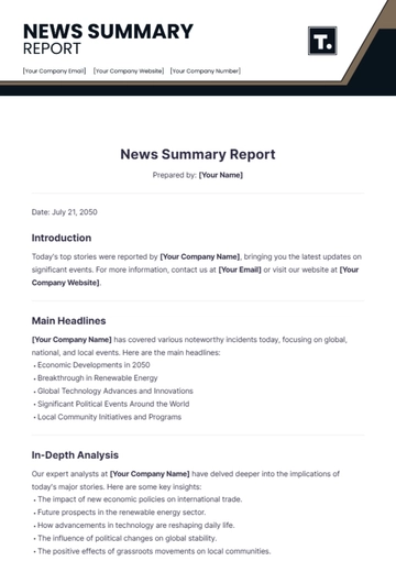Free News Summary Report Template to Edit Online