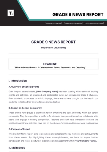Free Grade 9 News Report Template to Edit Online