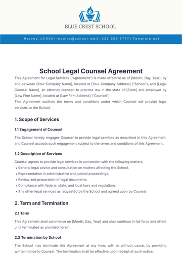 Free School Legal Counsel Agreement Template to Edit Online Free School Legal Counsel Agreement Template to Edit Online