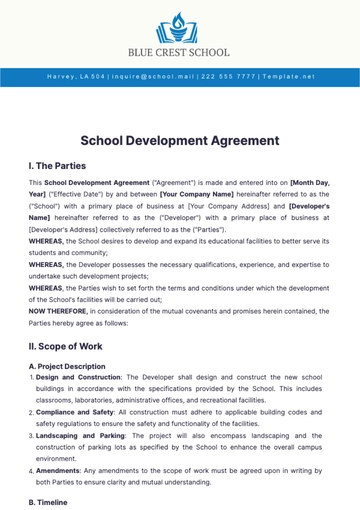 Free School Development Agreement Template to Edit Online Free School Development Agreement Template to Edit Online