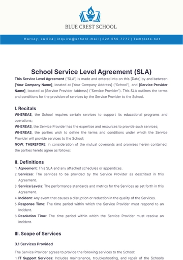 Free School Service Level Agreement Template to Edit Online Free School Service Level Agreement Template to Edit Online