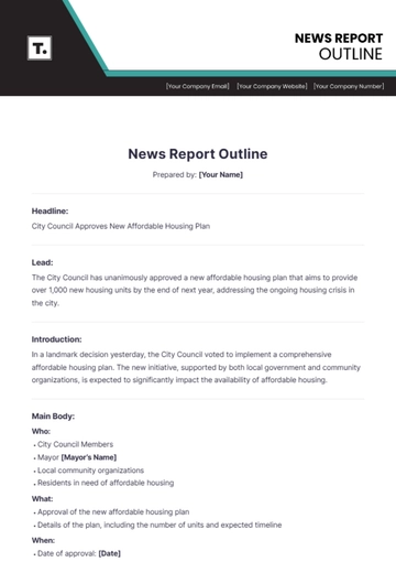 Free News Report Outline Template to Edit Online