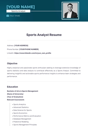 Free Sports Analyst Resume to Edit Online