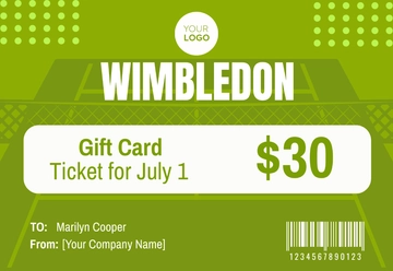 Free Wimbledon Gift Card Template to Edit Online