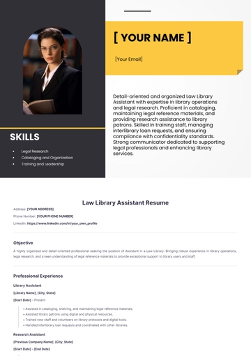 Free Law Library Assistant Resume to Edit Online