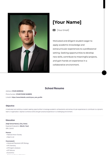 Free School Resume to Edit Online