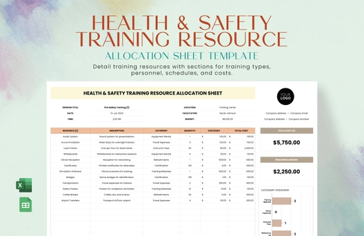 Health & Safety Training Resource Allocation Sheet Template