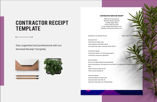 Contractor Receipt Template Contractor Receipt Template