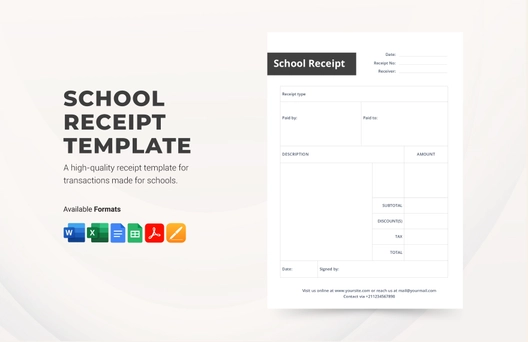 School Receipt Template