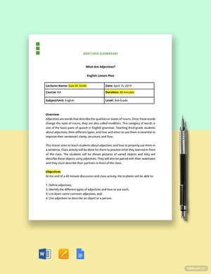3rd Grade Lesson Plan Template