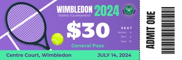 Free Wimbledon Tennis Tournament Ticket Template to Edit Online