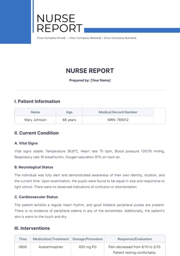 Free Nurse Report Template to Edit Online