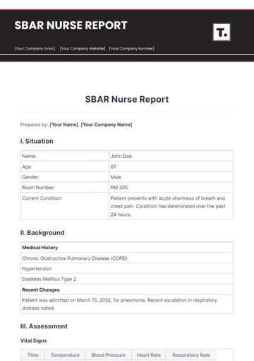 Free SBAR Nurse Report Template to Edit Online