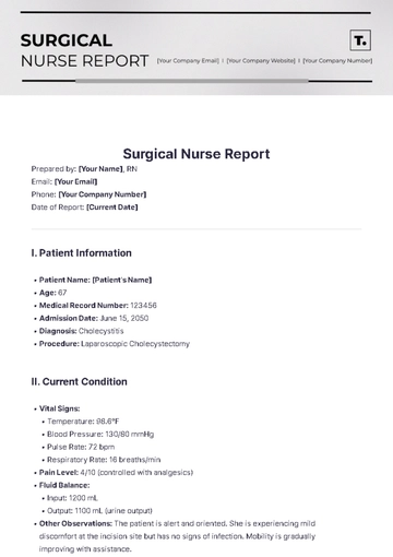 Free Surgical Nurse Report Template to Edit Online
