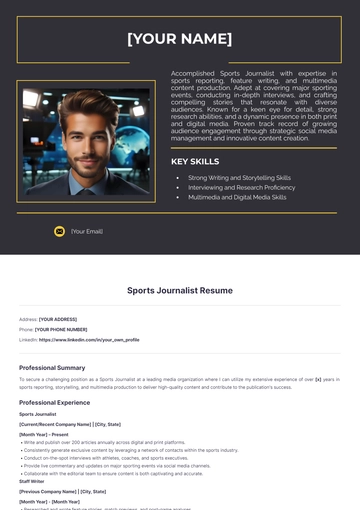 Free Sports Journalist Resume to Edit Online