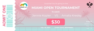 Free Miami Open Tennis Ticket Template to Edit Online